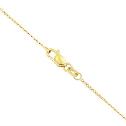 18ct gold blue topaz and diamond pendant necklace, single pear cut Swiss blue topaz of approx 6.60 carat, suspending from a single round brilliant cut diamond of approx 0.15 carat