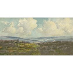 Lewis Creighton (British 1918-1996): Moorland Landscape, oil on board signed 39cm x 74cm