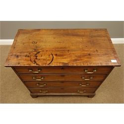  George III mahogany chest, four graduating drawers, on bracket feet, W87cm, H82cm, D44cm  
