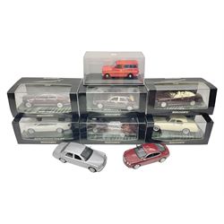 Nine Paul's Model Art 'Minichamps' 1:43 scale die-cast models - six boxed Bentleys and two unboxed Bentleys; and a Bedford estate van (9)