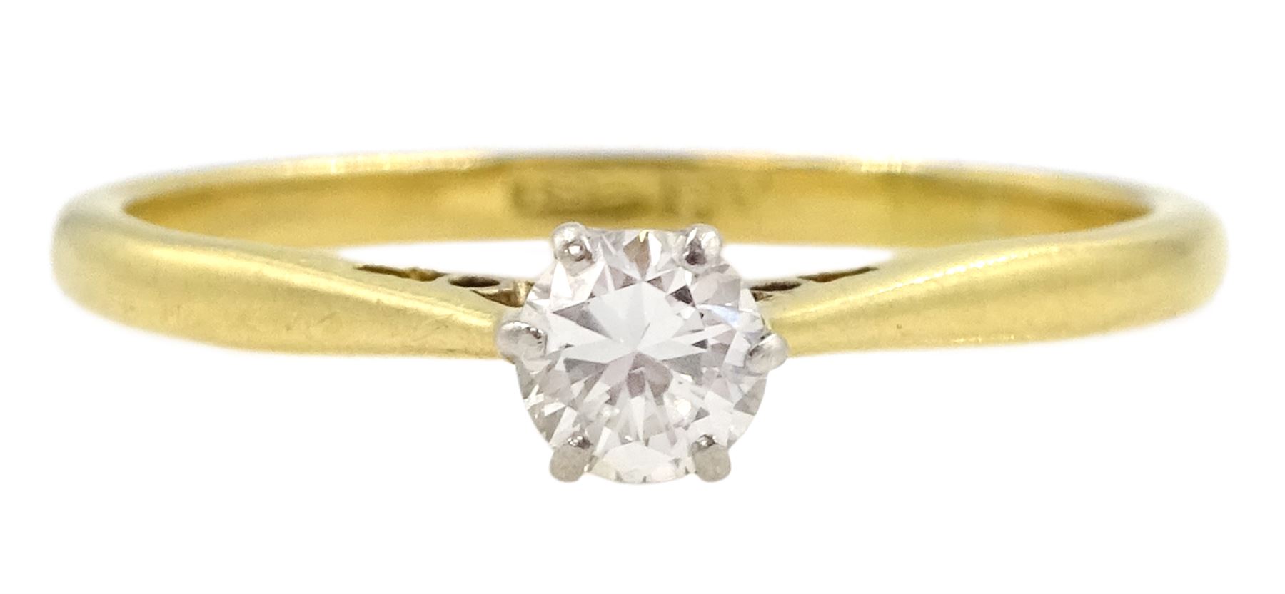 Gold single stone round brilliant cut diamond ring, stamped 18ct, diamond approx 0.30 carat