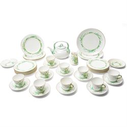 Victorian Copeland part tea service, painted in a Spring pattern with hay and flowers, com...