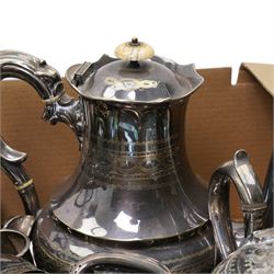 Silver plated items including coffee pot, tea pots. hotel plate etc
