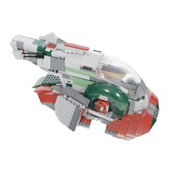 Three Lego Star Wars models, comprising Slave I no. 8097, midi-scale Imperial Star Destroyer no. 8099 and General Grievous Starfighter no. 8095, all built with instructions 