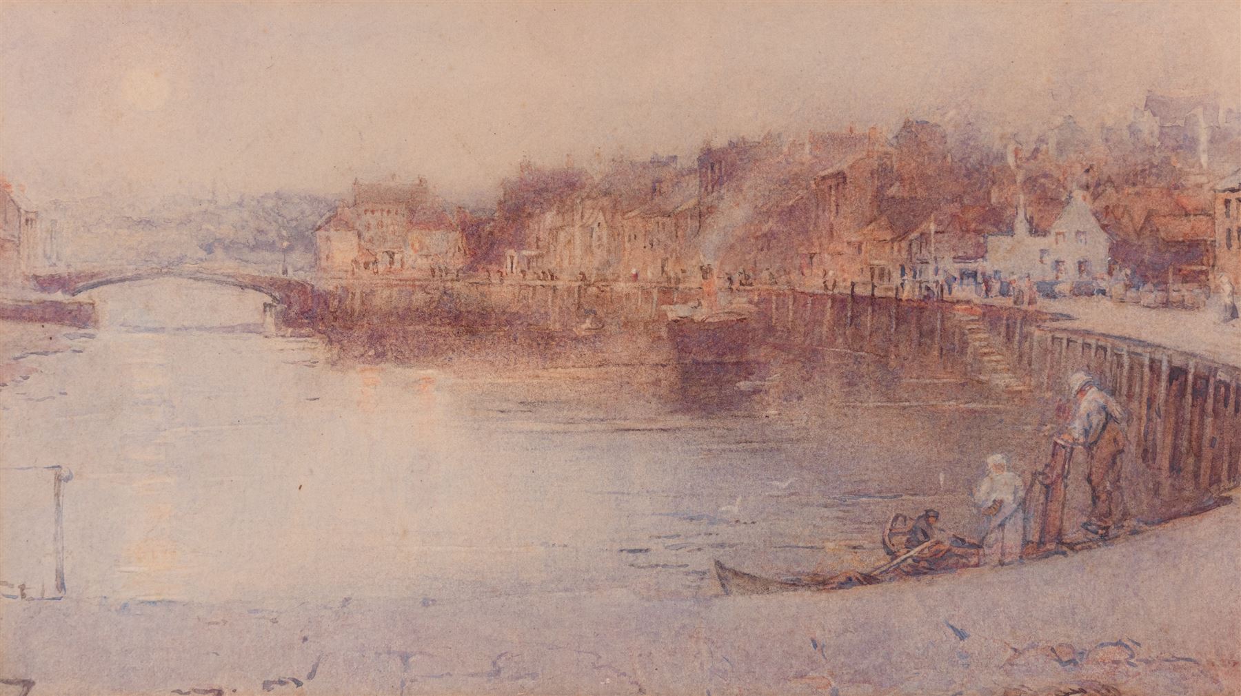 Henry Dawson Barkas (British 1858-1924): 'Whitby - Evening', watercolour signed, titled on gallery label verso 18cm x 33cm