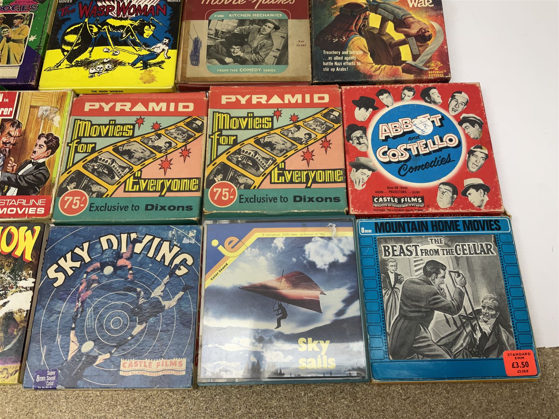 Film reels, mostly 8mm, to include Charlie Chaplin, Laurel & Hardy, The 3 Stooges, Spartacus the Gladiator etc 