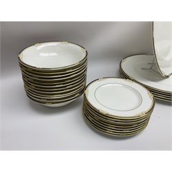 Wedgwood Cavendish pattern dinner service for twelve, comprising dinner plates, side plates, bowls, soup bowls, two tureens, saucer boat and sauce, together with matching part coffee service (82) 