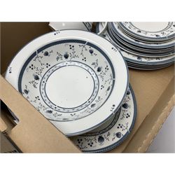 Royal Doulton Cambridge pattern tea and dinner wares, including teapot, jug, dinner plates, cups, etc with printed mark beneath 