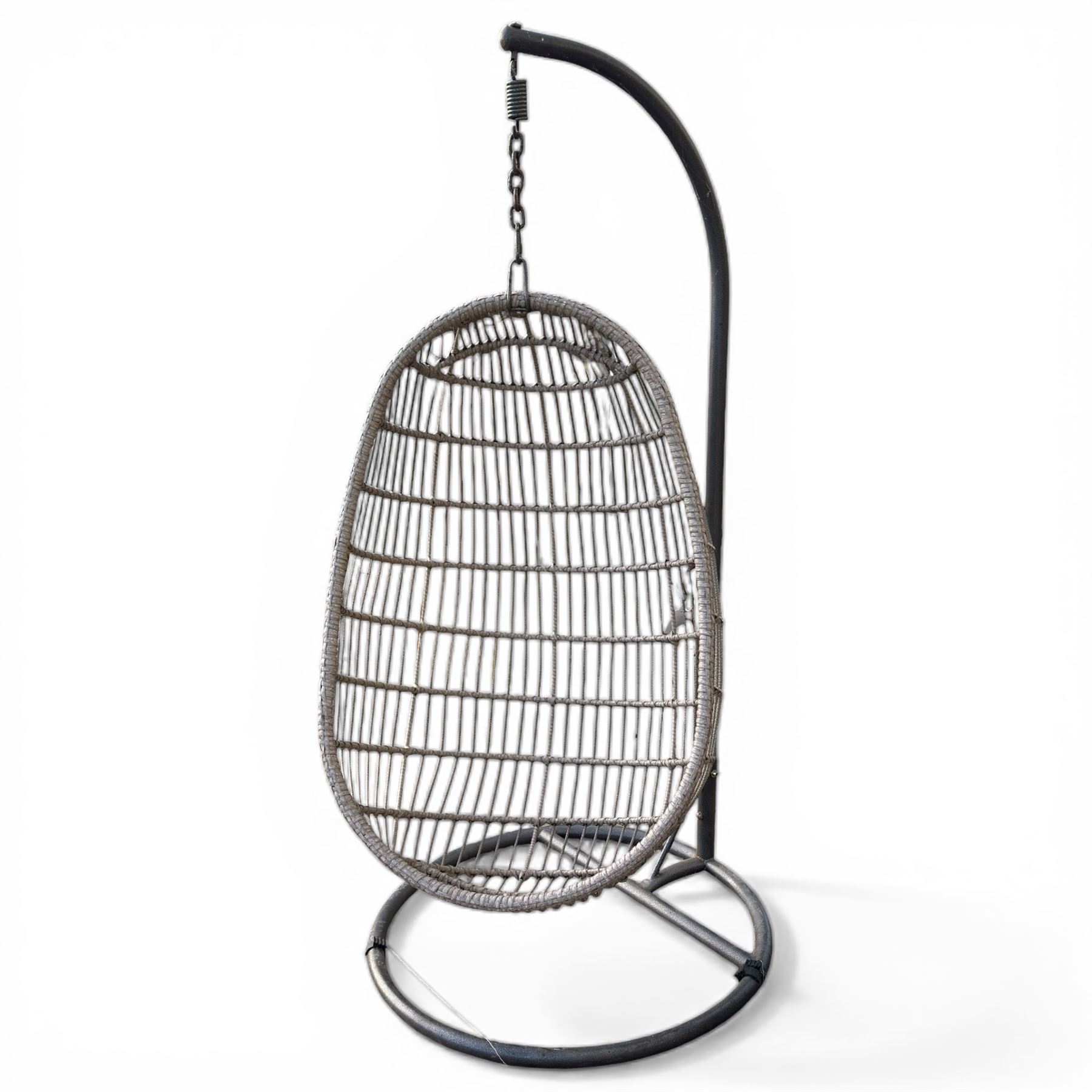 Pair Basket hanging garden chairs with one cushion