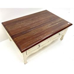 Laura Ashley Bramley range French style cream painted coffee table, two drawers