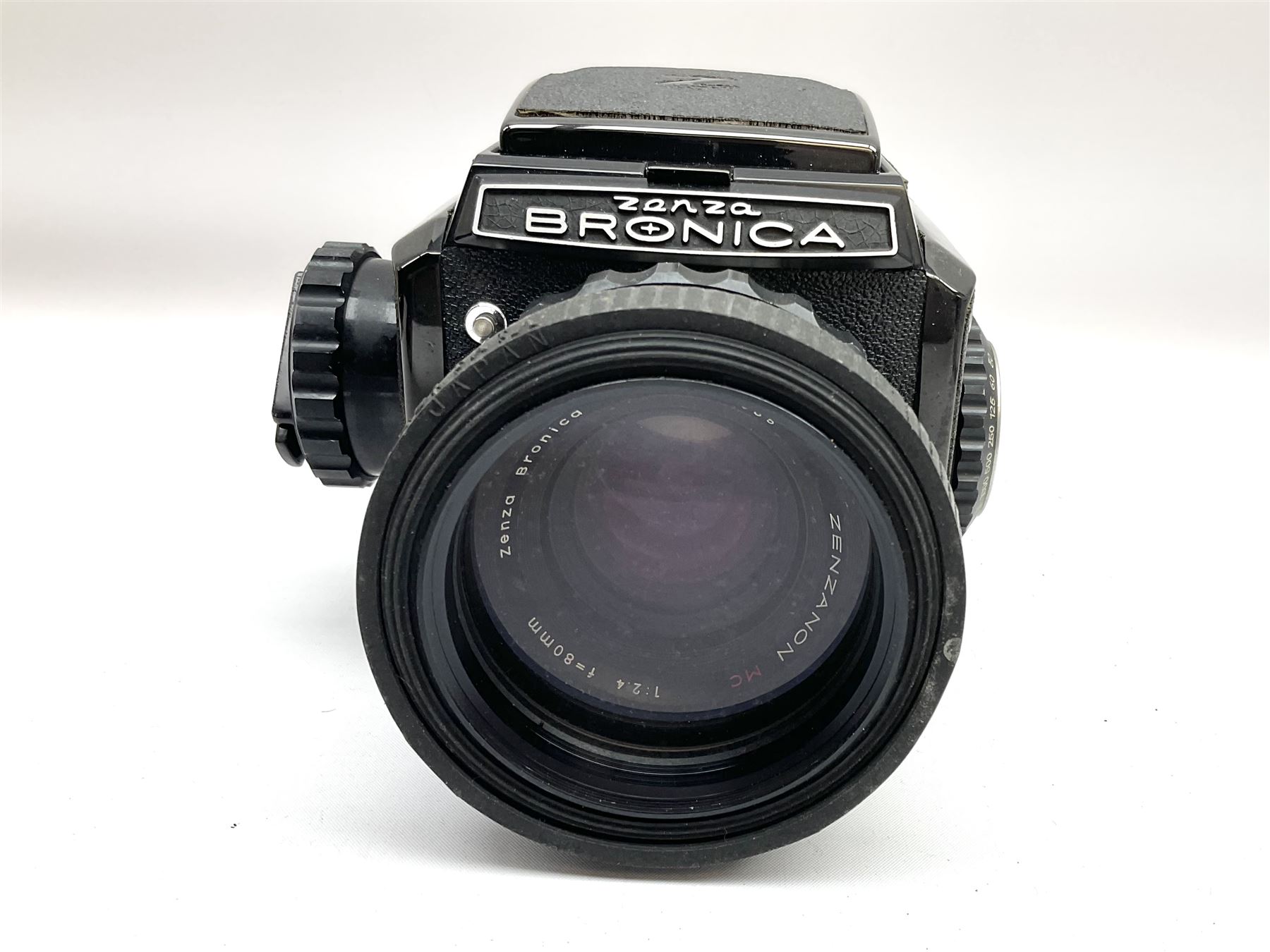 Zenza Bronica S2A medium format camera body, with Zenza Bronica Zenzanon MC '1:2.4 f-80mm' lens, together with Nippon Kogaku Nikkor-P '1:4 f-200mm' lens, Nikkor D.C '1:4 f-40mm' lens, two film backs and other camera equipment, housed in a hard flight case
