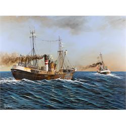 Adrian Thompson (British 1960-): Hull Steam Trawlers Arctic Hunter H218 and St Peter H102,...