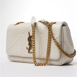 Saint Laurent - ‘Jamie 4.3’ Mini Shoulder Bag, in pale cream quilted lambskin leather, with oversized YSL Cassandre logo, gold-tone hardware and chain and leather shoulder strap, unused with original box and dust bag