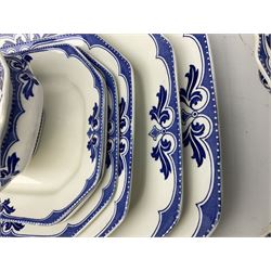 Burgess and Leigh Middleport pottery dinner wares decorated in the ‘Milford’ pattern, to include lidded tureens, graduated meat plates, dinner plates etc 