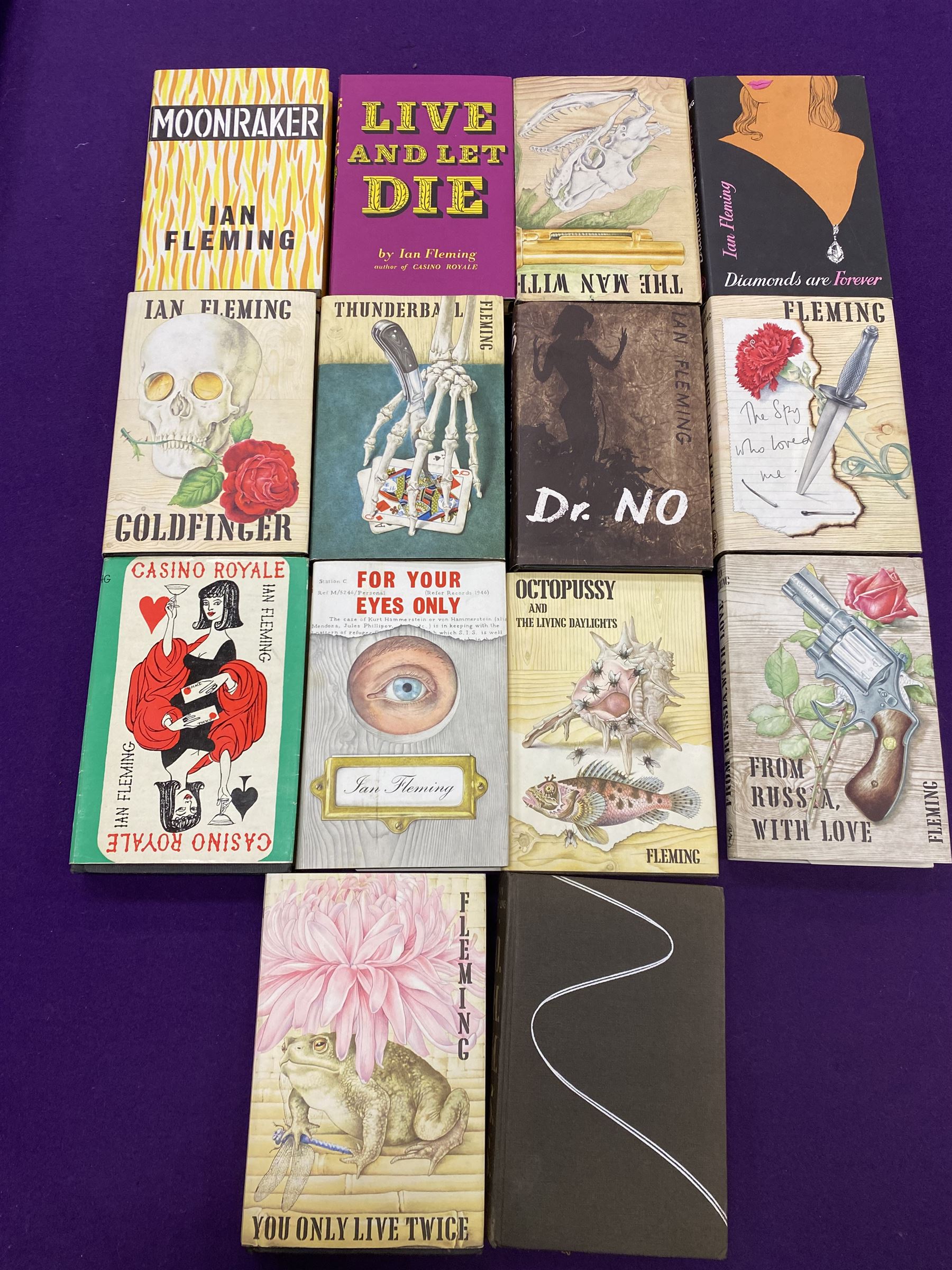 Sixteen James Bond books, including Live and Let Die, The Spy who Loved Me, Four Your Eyes Only, Moonraker etc, together with various 007 ephemera, soundtrack vinyls etc 