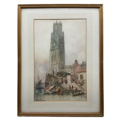 Paul Marny (French/British 1829-1914): St Botolph's Church (Boston Stump) Lincolnshire, watercolour signed 48cm x 30cm