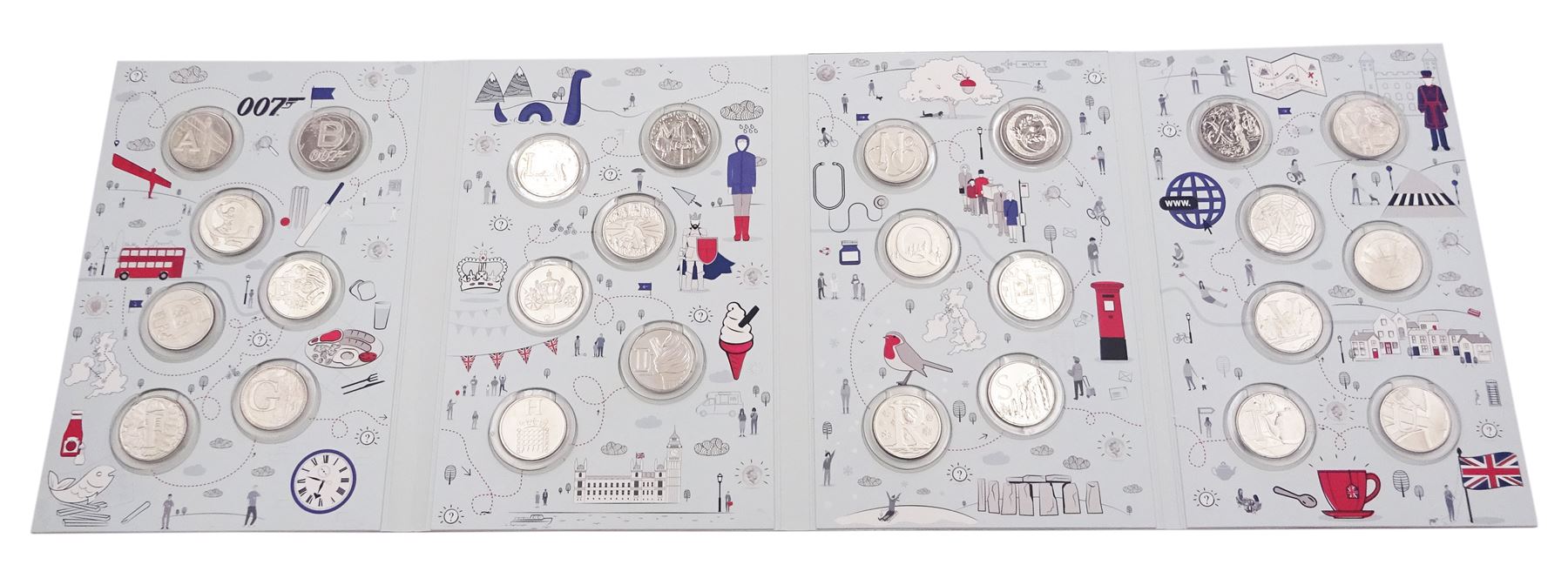 The Royal Mint United Kingdom 2018 A-Z ten pence coin collection, housed in the official ‘The Great British Coin Hunt’ folder 