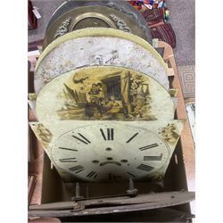 Approximately thirteen longcase clock faces, mainly 18th and 19th century, including brass and painted dials