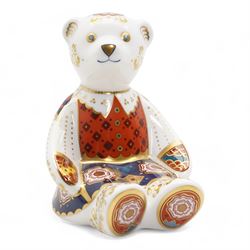 Two Limited Edition Royal Crown Derby paperweights, compromising Yorkshire Rose Mummy Bear, no.74/750, and Yorkshire Rose Daddy Bear, no.265/750, with gold stoppers