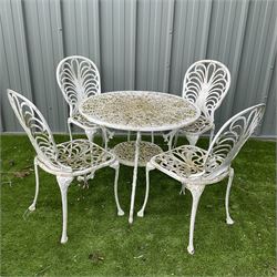 Cast aluminium circular garden table and four chairs - THIS LOT IS TO BE COLLECTED BY APPOINTMENT FROM DUGGLEBY STORAGE, GREAT HILL, EASTFIELD, SCARBOROUGH, YO11 3TX