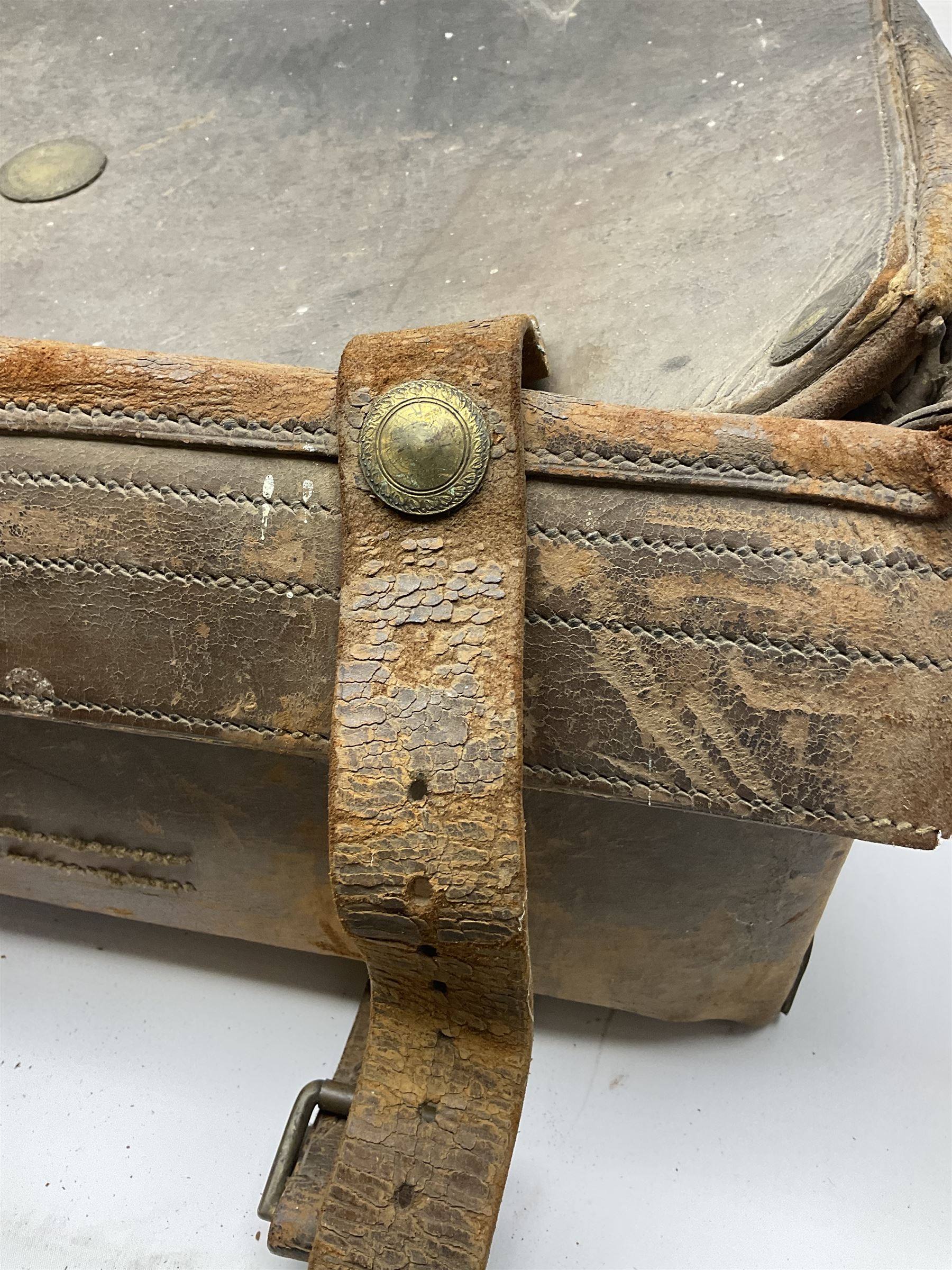19th century leather suitcase, with brass plaque to cover engraved 'C R F Lutwidge Esq', the pink silk and white kid leather interior with pouch and edging impressed with gilt lettering reading 'By Appointment of Prince of Wales J W Allen 37 Strand Maker Prize Medal Awarded', H21cm, W73cm, Notes: Charles R. Fletcher Lutwidge, was mayor of Tunbridge Wells between 1895-1898, and again between 1901-1902