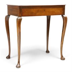 Canteen of plated Elkington Monarchy cutlery in mahogany table stand on cabriole legs W67cm
