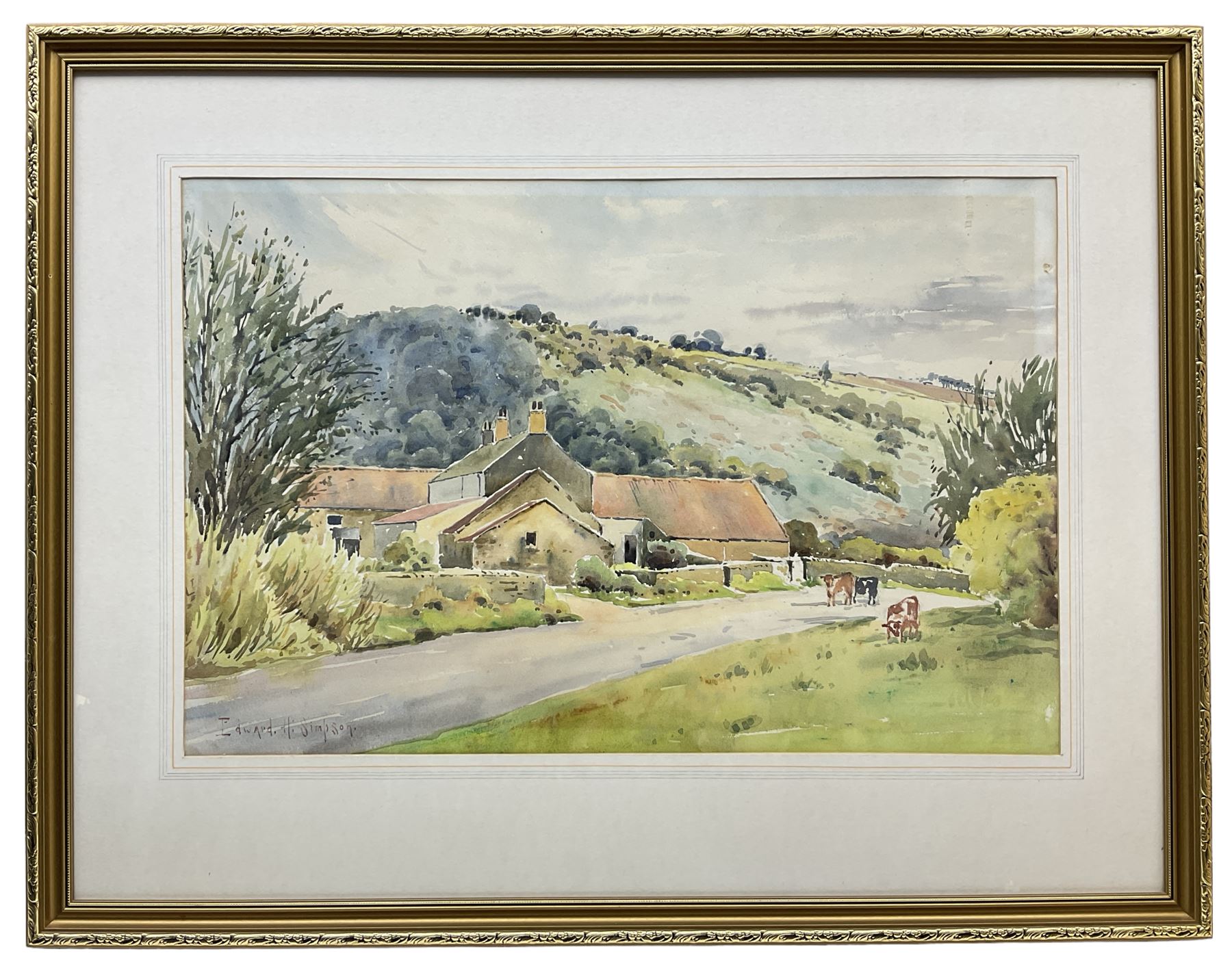 Edward H Simpson (British 1901-1989): 'Howden Farm - Langdale End' Yorkshire Village and Haystacks on the East Coast, three watercolours signed max 37cm x 55cm (3)