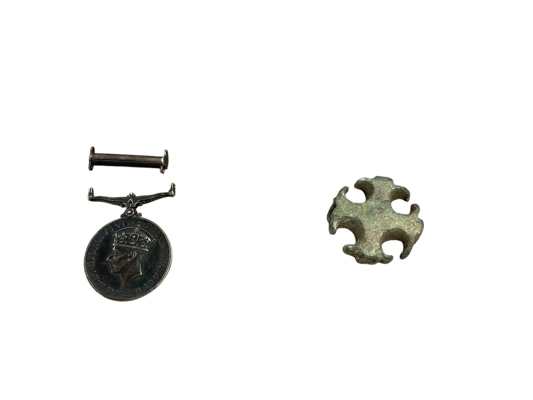 Roman copper strap distributor (with PAS certificate), and a George VI British General Service medal