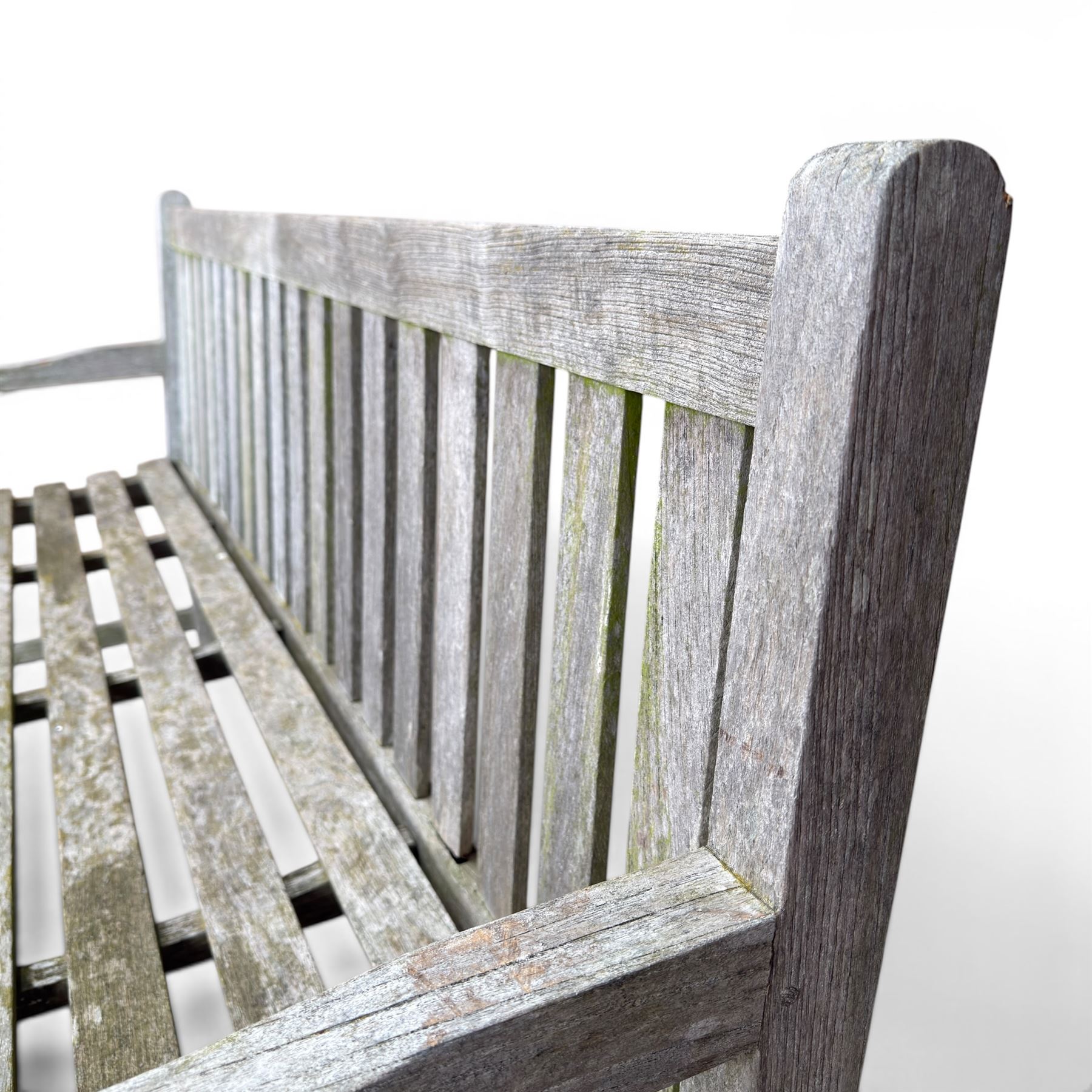 Plantation Teak garden bench, rail back from with slatted seat