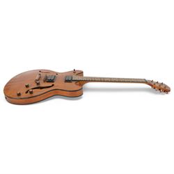 Washburn HB-32DM hollow body electric guitar, in distressed matte finish, serial no. SI070500032, contained within a Washburn soft carry case, guitar length L106cm