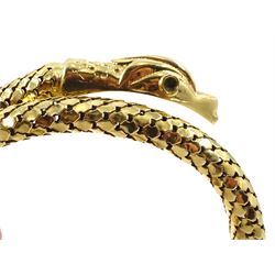 18ct gold snake bangle, stamped 750, approx 38.9gm