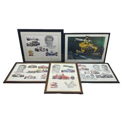Stuart McIntyre (British 20th century): Formula 1 Scenes, five colour prints (5)