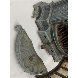 Deville & Co - French Art Nouveau period blue enamel stove, decorated with floral scrolls and flower heads, shell heath, W69cm, H78cm