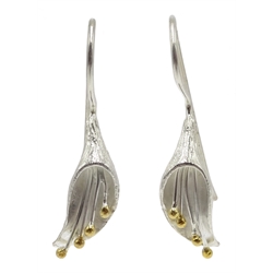  Pair of silver lily earrings   