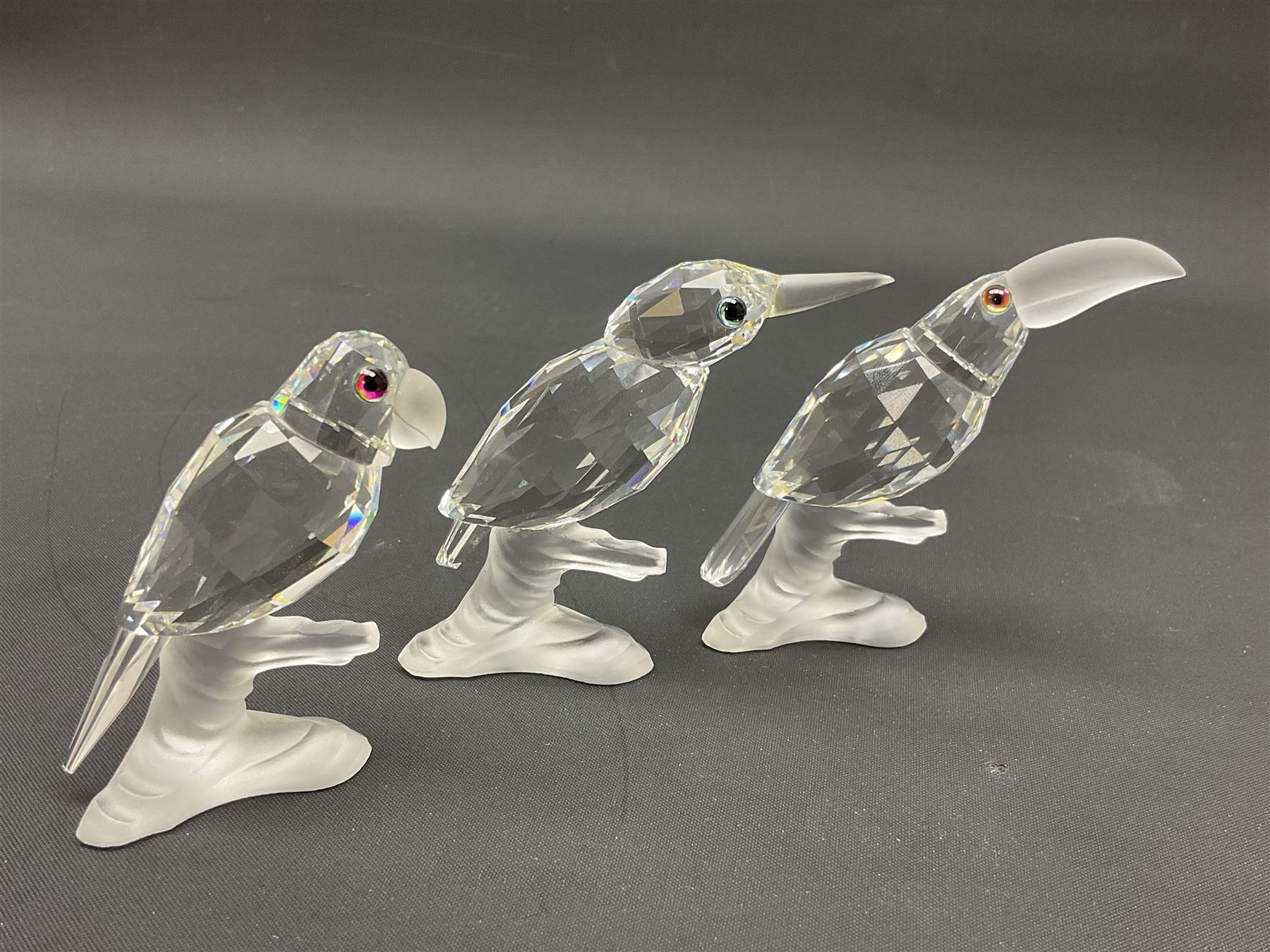 Fourteen Swarovski Crystal bird figures, to include toucan, mandarin duck, swans, parrot, cranes etc 
