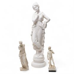 Three classical figures, one stamped Musee du Louvre