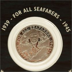 Merchant Navy 'The Battle Of The Atlantic 1939-1945', part coin set including Queen Elizabeth II Gibraltar 2016 24 carat gold 3.11 grams ten pound coin etc, in card folder