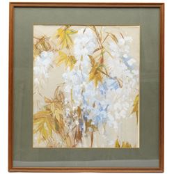 Yvonne Tocher (British 1920-2013): Blue Flowers, mixed media on paper unsigned 44cm x 38cm