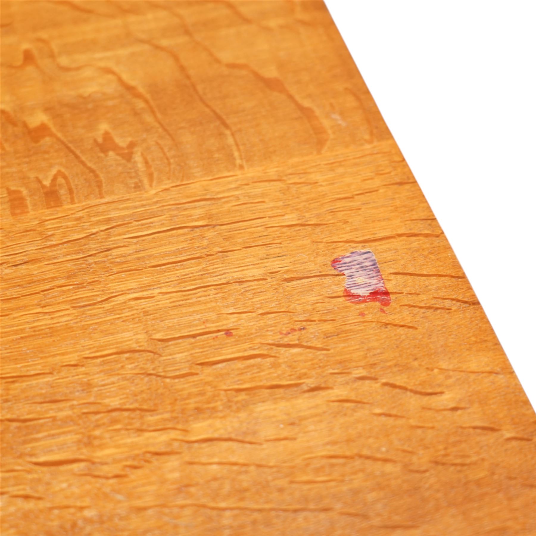 Mouseman - oak pedestal kneehole desk, adzed rectangular top over twin pedestals each fitted with three drawers, arched kneehole with panelled interior, on plinth base, signature carved mouse to side, by the workshop of Robert Thompson, Kilburn