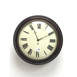  20th century wall clock with convex Roman dial brass bezel and single fusee movement, D42cm   
