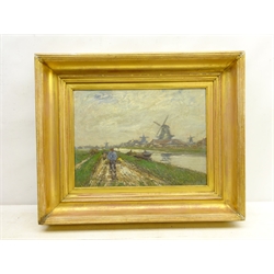  M Lies**** ? (Early 20th century): Dutch Canal scene, oil on canvas indistinctly signed 27cm x 37cm  