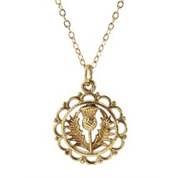 9ct gold thistle pendant necklace, hallmarked