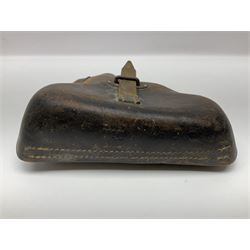 WWII German brown leather holster with side magazine pouch for a Walther P.38 semi-automatic pistol, stamped P38 and OWX 1941 on back L24.5cm