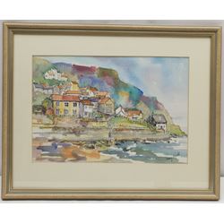 Penny Wicks (British 1949-): 'Runswick Bay', watercolour and ink signed, titled verso 23cm x 34cm