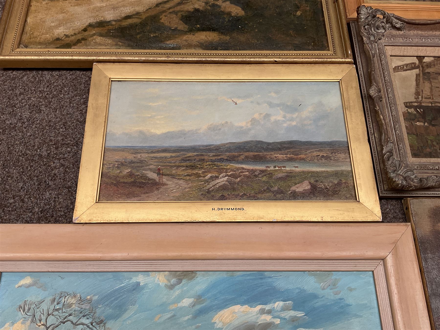 Collection of oil paintings, artists including Albert Ernest Bottomley, Stephen Denison, Hermann Sandoz, H Drummond, Ainsworth, Keith Cresswell, etc (10)