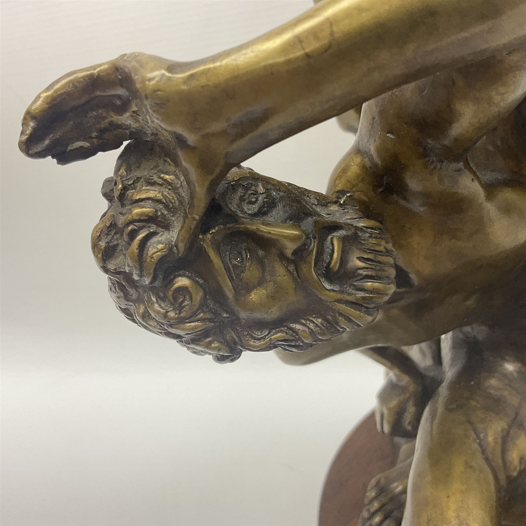 After Giambologna: Abduction of a Sabine Woman, bronze figure, on circular wooden base, H68cm