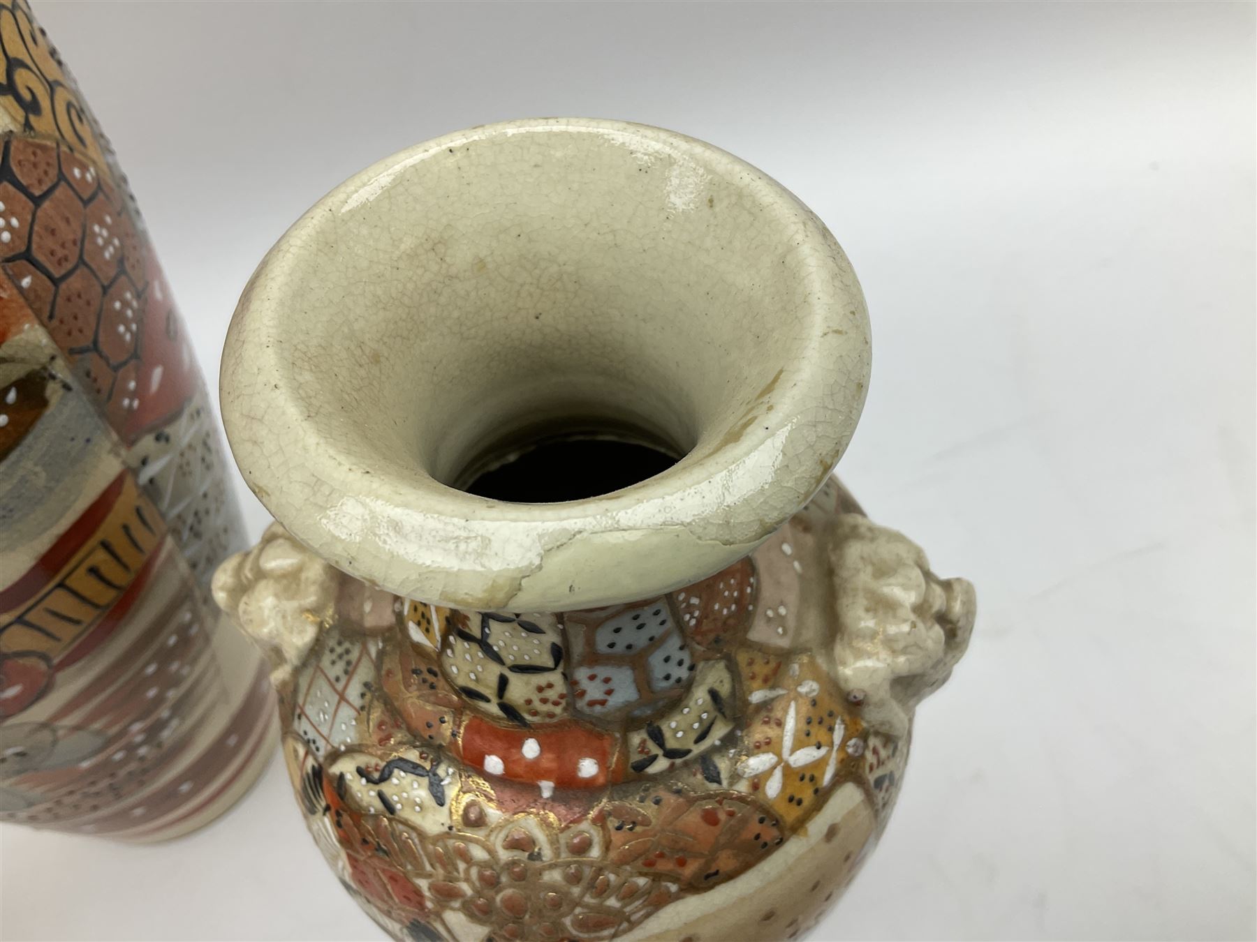 Collection of mostly Oriental ceramics, to include three 20th century Japanese Satsuma vases, two Japanese Imari plates, etc. 