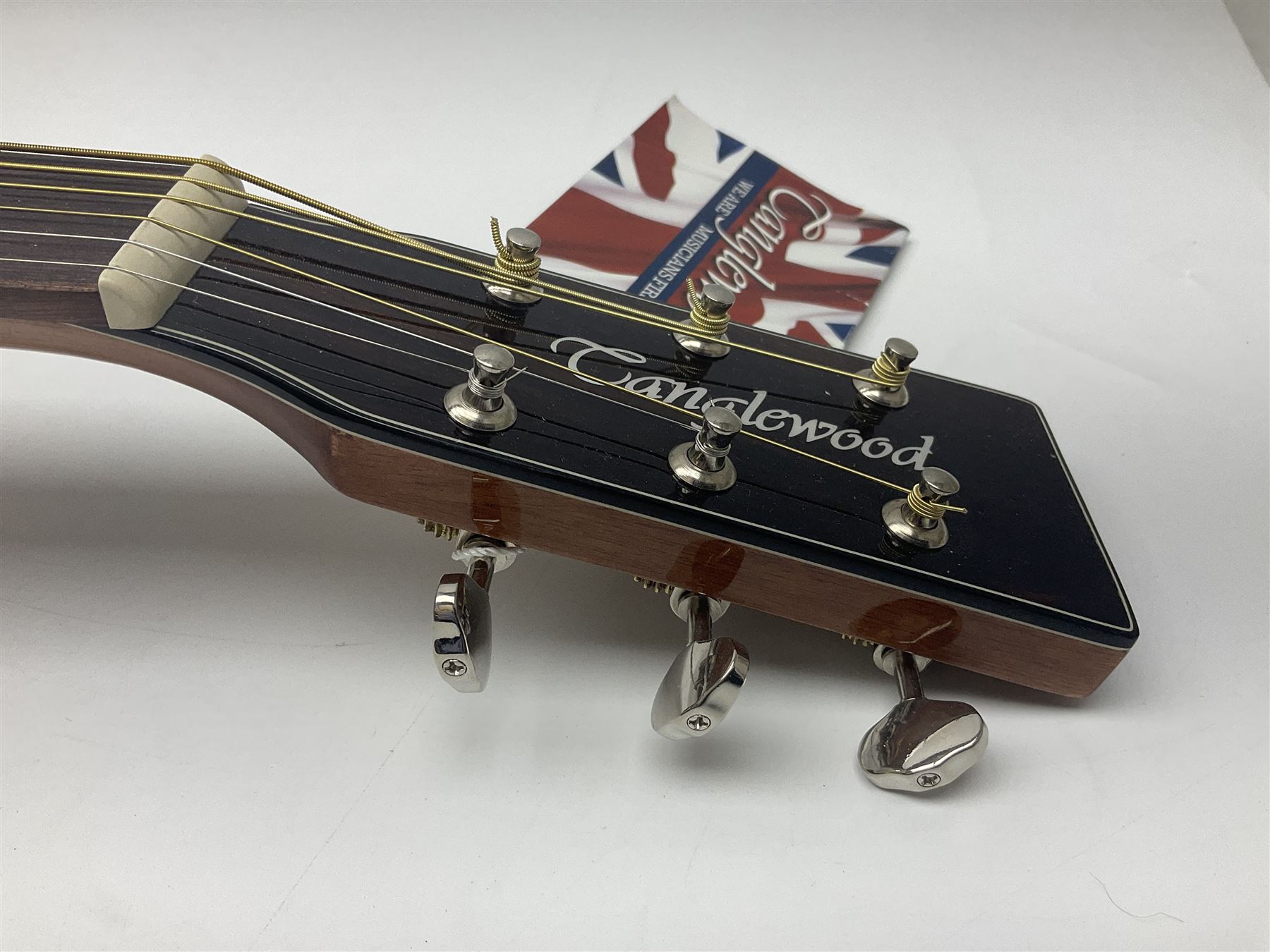 Tanglewood Folk/OM cedar and java wood acoustic guitar, the three-piece back with mango spalted wood insert; serial no.180914094 L101cm