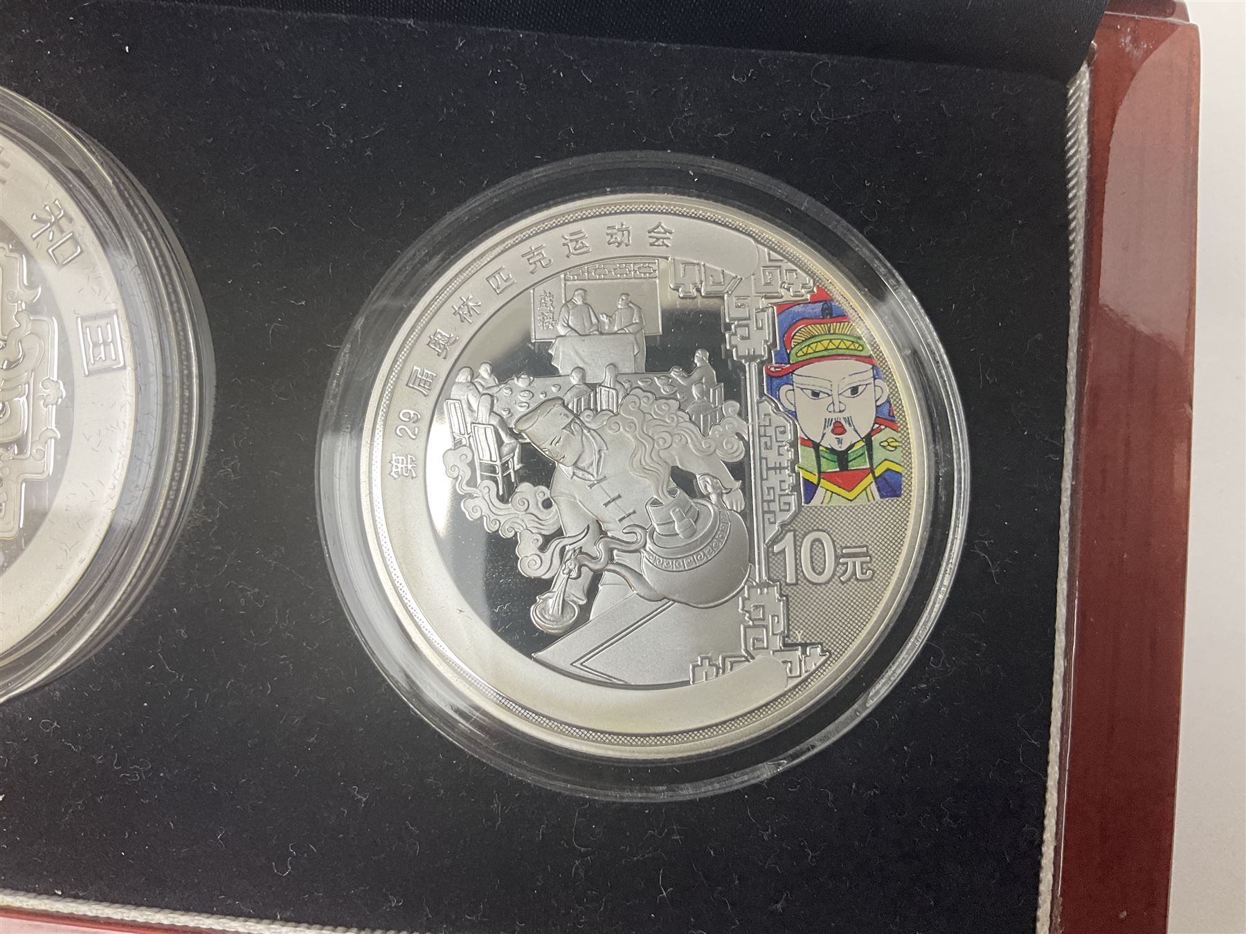 China 2008 Beijing Olympic Games official commemorative silver four coin set, cased with certificates