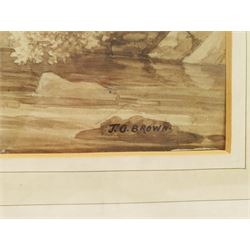 J Brown (British 19th century): 'Ivy Bridge Near Plymouth', monochrome watercolour signed and dated 1823, 29cm x 39cm